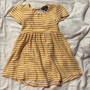 Charming Striped Yellow and White Dress